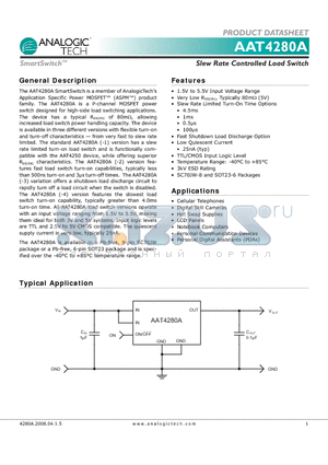 AAT4280A-1 datasheet - Slew Rate Controlled Load Switch