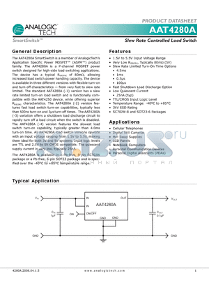 AAT4280A-2 datasheet - Slew Rate Controlled Load Switch