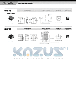 CDEP149-0R7MC datasheet - POWER INDUCTORS <SMD Type>