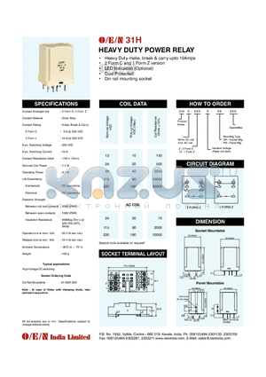 31HC-1Z-115-SM datasheet - HEAVY DUTY POWER RELAY