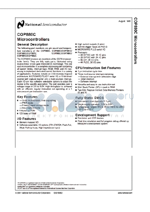 COP680C-XXX/N datasheet - COP880C Microcontroller