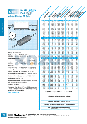 1641R-823K datasheet - Molded Shielded RF Coils