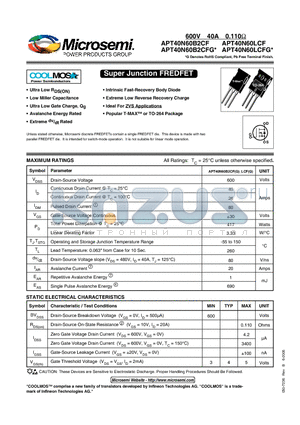 APT40N60B2CFG datasheet - Super Junction FREDFET