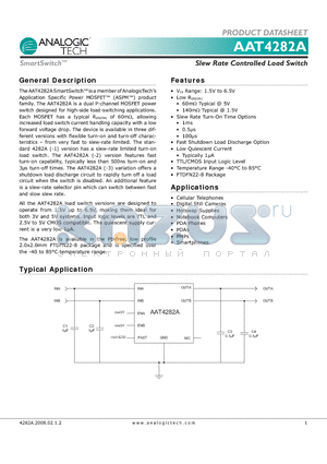 AAT4282A-1 datasheet - Slew Rate Controlled Load Switch