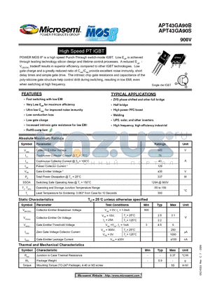 APT43GA90B datasheet - High Speed PT IGBT