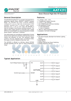 AAT4292 datasheet - Seven Channel High-Side I/O Expanderimage