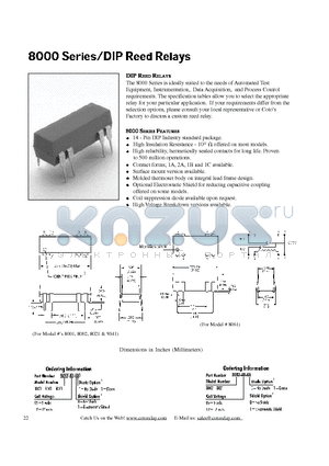 8000 datasheet - 8000 SERIES / DIP REED RELAYS