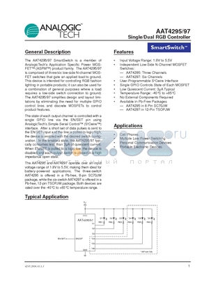 AAT4297ITP-T1 datasheet - Single/Dual RGB Controller