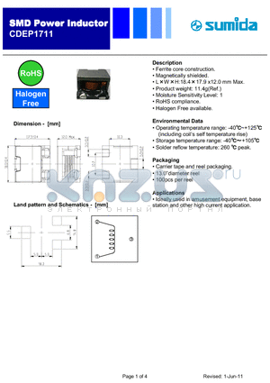 CDEP1711NP-220MC-150 datasheet - SMD Power Inductor