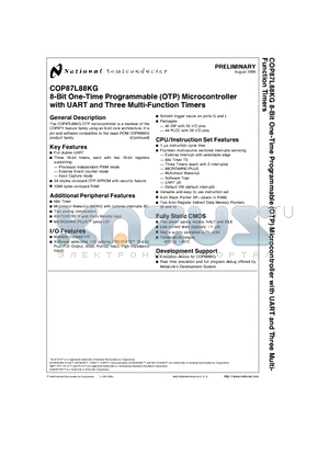 COP8-PGMA-DS44P datasheet - 8-Bit One-Time Programmable (OTP) Microcontroller with UART and Three Multi-Function Timers