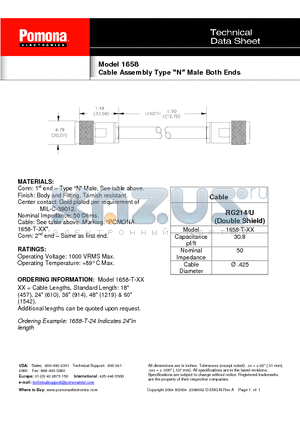 1658-T-24 datasheet - Cable Assembly Type N Male Both Ends