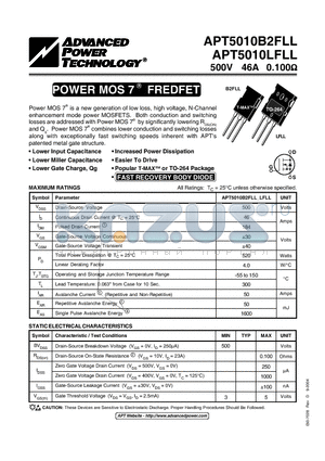 APT5010B2FLL_04 datasheet - POWER MOS 7 FREDFET