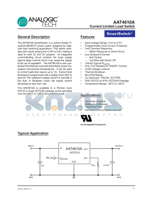 AAT4610AIJS-T1 datasheet - Current Limited Load Switch