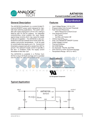 AAT4610AIJS-T1 datasheet - Current Limited Load Switch
