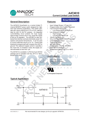 AAT4610IGV-T1 datasheet - Current Limited Load Switch