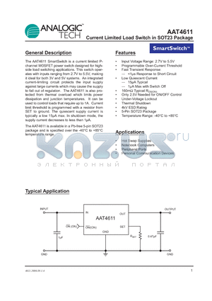 AAT4611_06 datasheet - Current Limited Load Switch in SOT23 Package