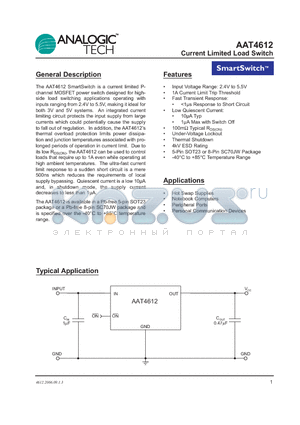 AAT4612 datasheet - Current Limited Load Switch