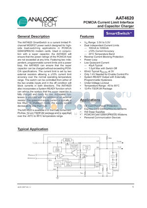 AAT4620 datasheet - PCMCIA Current Limit Interface and Capacitor Charger