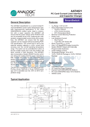 AAT4621 datasheet - PC Card Current Limit Interface and Capacitor Charger