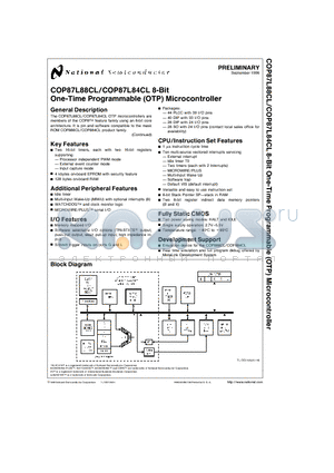 COP87L84CLN-XE datasheet - 8-Bit One-Time Programmable OTP Microcontroller