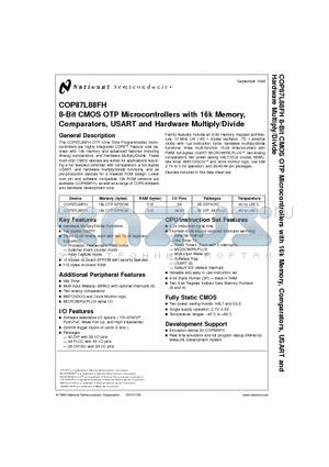 COP87L84FH datasheet - 8-Bit CMOS OTP Microcontrollers with 16k Memory,