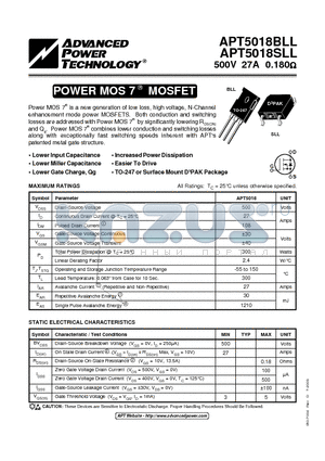 APT5018BLL_03 datasheet - POWER MOS 7 MOSFET