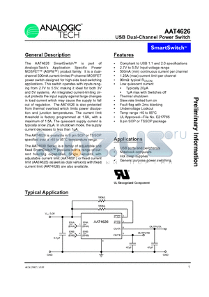 AAT4626IAS-1-T1 datasheet - USB Dual-Channel Power Switch