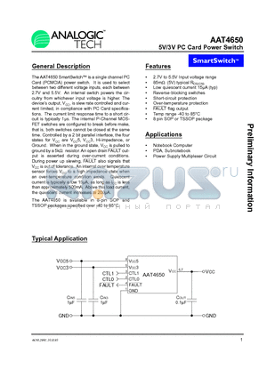 AAT4650IAS-B1 datasheet - 5V/3V PC Card Power Switch