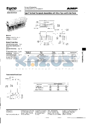 166717-4 datasheet - Type F Vertical Receptacle Assemblies with Wrap Type and Solder Posts