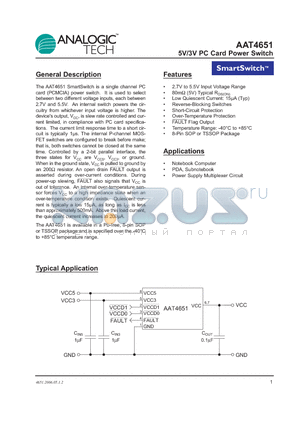 AAT4651 datasheet - 5V/3V PC Card Power Switch