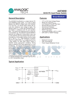 AAT4650IAS-T1 datasheet - 5V/3V PC Card Power Switch