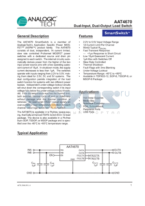 AAT4670IWP-T1 datasheet - Dual-Input, Dual-Output Load Switch