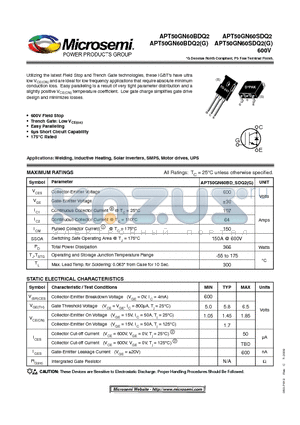 APT50GN60BDQ2G datasheet - Resonant Mode Combi IGBT