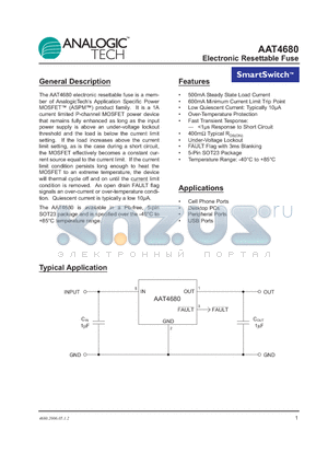 AAT4680IGV-T1 datasheet - Electronic Resettable Fuse