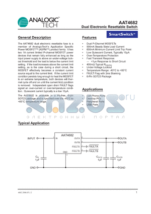 AAT4682 datasheet - Dual Electronic Resettable Switch