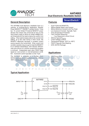 AAT4682IGU-T1 datasheet - Dual Electronic Resettable Switch