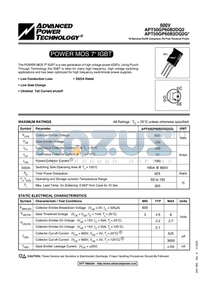 APT50GP60B2DQ2G datasheet - POWER MOS 7 IGBT