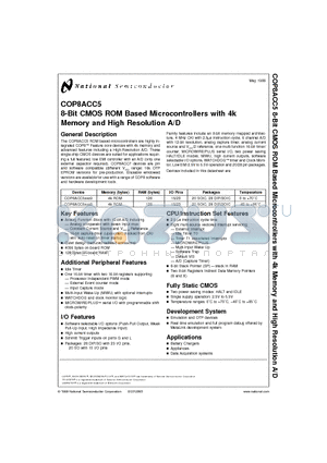 COP8ACC528M8 datasheet - 8-Bit CMOS ROM Based Microcontrollers with 4k Memory and High Resolution A/D