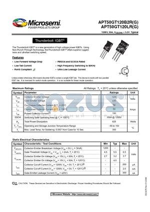 APT50GT120B2R datasheet - Thunderbolt IGBT