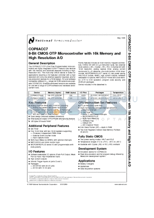 COP8ACC720M9-XE datasheet - 8-Bit CMOS OTP Microcontroller with 16k Memory and High Resolution A/D