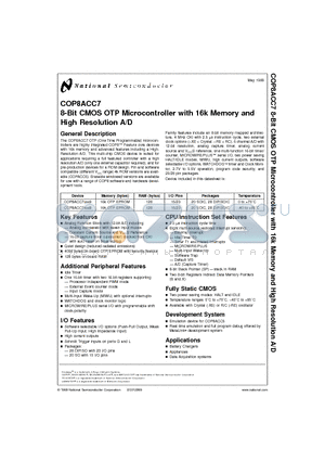 COP8ACC720N8-XE datasheet - 8-Bit CMOS OTP Microcontroller with 16k Memory and High Resolution A/D