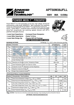 APT50M38JFLL_04 datasheet - POWER MOS 7 R FREDFET