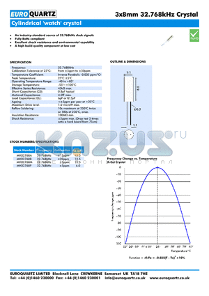 32.768-3X8 datasheet - An industry-standard source of 32.768kHz clock signals