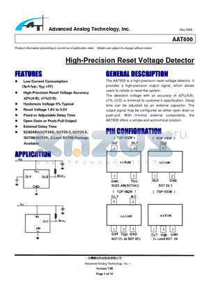 AAT60033A datasheet - High-Precision Reset Voltage Detector