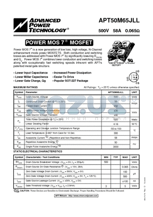 APT50M65JLL_03 datasheet - POWER MOS 7 R MOSFET