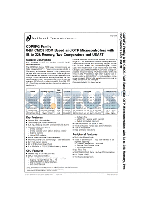 COP8FGR540Q3 datasheet - 8-Bit CMOS ROM Based and OTP Microcontrollers with 8k to 32k Memory, Two Comparators and USART