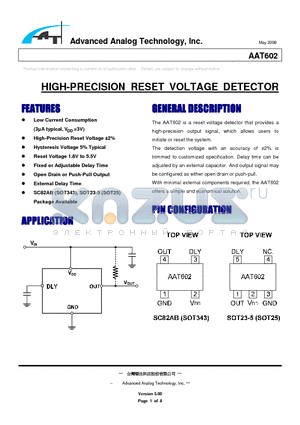 AAT60218A datasheet - HIGH-PRECISION RESET VOLTAGE DETECTOR