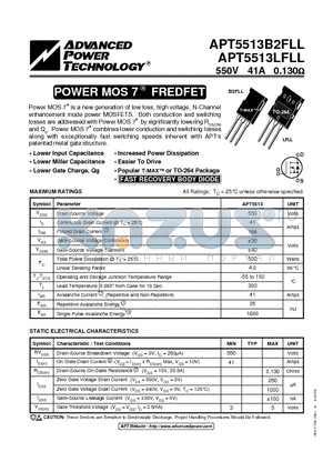 APT5513B2FLL datasheet - POWER MOS 7 FREDFET