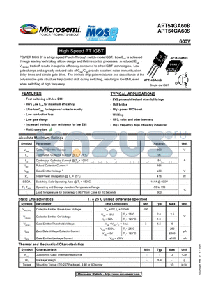 APT54GA60S datasheet - High Speed PT IGBT