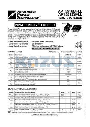 APT5518SFLL datasheet - POWER MOS 7 FREDFET